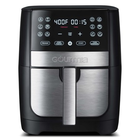 Gourmia 8 QT Digital Air Fryer with FryForce 360 and Guided Cooking, Black/Stainless Steel, GAF826