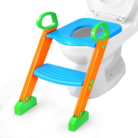 GPCT Unisex Portable 3-In-1 Toddler Potty Training Seat with Step Stool Foldable Splash Guard Toilet Trainer Chair