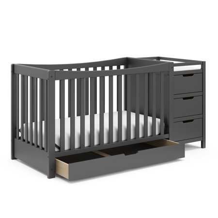 Graco Remi 4-in-1 Convertible Crib and Changer with Drawer, Gray