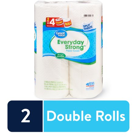 Great Value Everyday Paper Towels, 2 Double Rolls