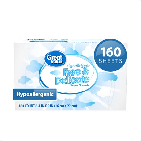Great Value Free & Delicate Hypoallergenic Dryer Sheets, 160 count