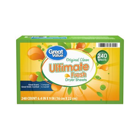 Great Value Ultimate Fresh Dryer Sheets, Original Clean, 240 count