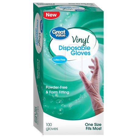 Great Value Vinyl Disposable Gloves, One Size, 100 Ct