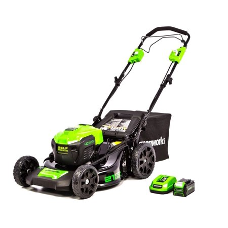 Greenworks 40V 21-inch Brushless Self-Propelled Lawn Mower W/5.0 Ah Battery and Charger, 2516402