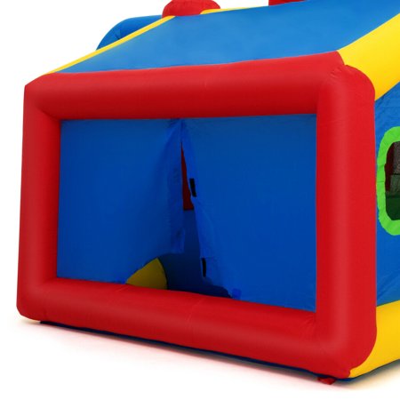 Gymax Inflatable Bounce House Kids Slide Jumping Castle with Ball Pit and 480W Blower
