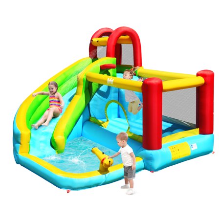 Gymax Inflatable Kids Water Slide Jumper Bounce House Splash Water Pool Without Blower
