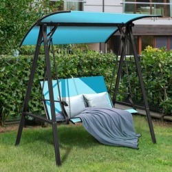 Gymax Patio Canopy Swing Outdoor Swing Chair 2-Person Canopy Hammock