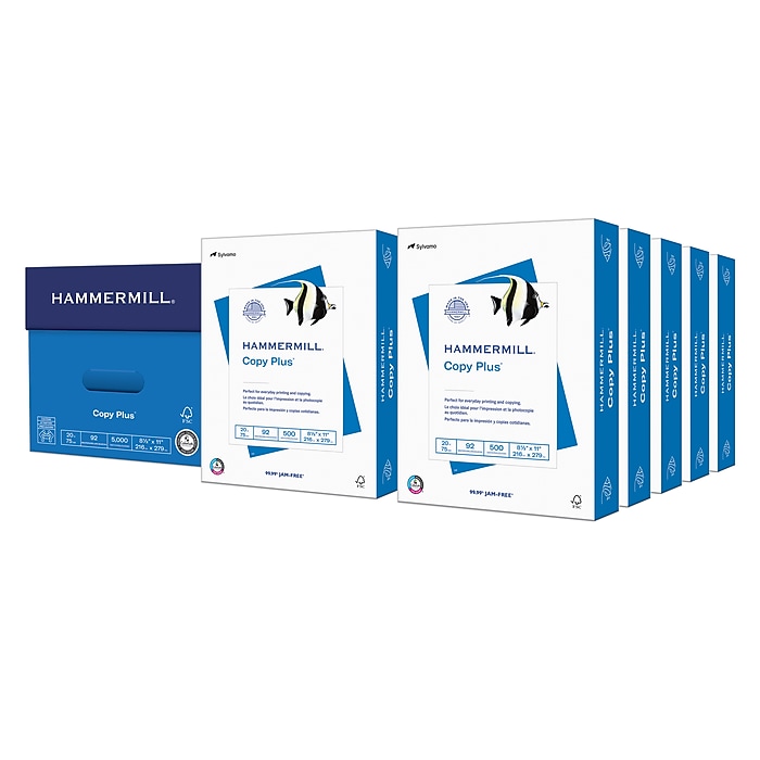 Hammermill Copy Plus Paper, 8.5" x 11", 20 lbs., White, 500 Sheets/Ream, 10 Reams/Carton (105007) on Sale At Staples