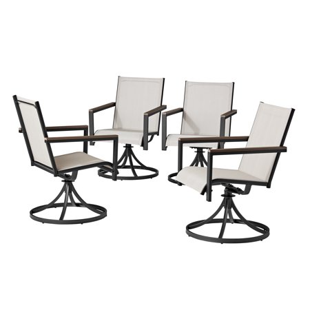 Hans Sling Swivel Outdoor Dining Chairs, Set Of 4
