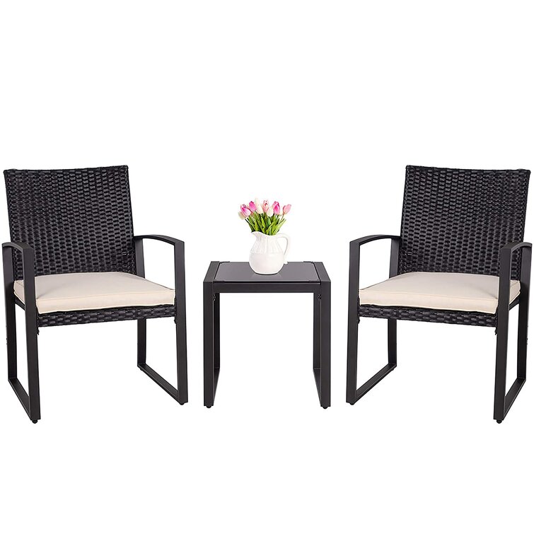 Happel Square 2 - Person 17.71'' Long Bistro Set with Cushions