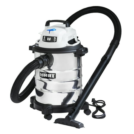 HART 6 Gallon 5 Peak HP Stainless Steel Wet/Dry Vacuum with Cartridge Filter, VOC608S 3702 On Sale At Walmart