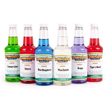 Hawaiian Shaved Ice Snow Cone Syrup 6 Flavor Pack, Pints