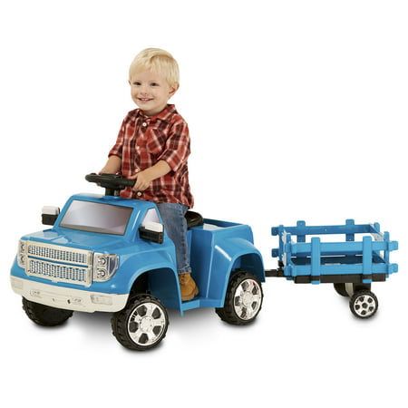 Heavy Hauling Truck with Trailer Toddler Ride-On Toy by Kid Trax, blue