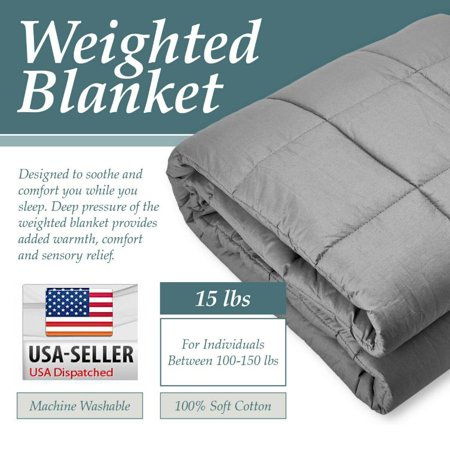 Heavy Weighted Blanket Queen Size 15lb Deep Sleep Reduce Anxiety