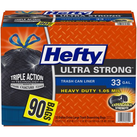 Hefty Ultra Strong 33 Gallon Heavy-Duty Extra-Large Trash Drawstring Bags 90 Count Box