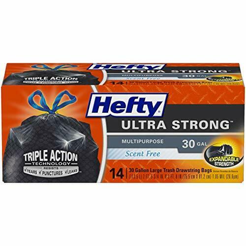 Hefty Ultra Strong Multipurpose Large Trash Bags Unscented 30 Gallon 14 Ct Black