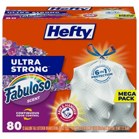 Hefty Ultra Strong Tall Kitchen Trash Bags, NEW! Fabuloso Scent, 13 Gallon, 80 Count - WALMART
