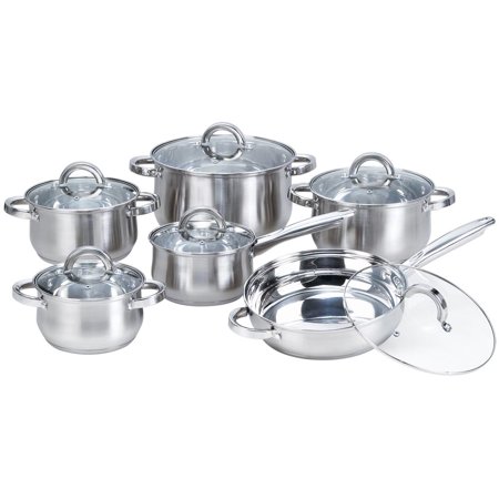 Heim Concept 12 Pieces Professional Grade Stainless Steel Cooking Pots and Pans Kitchen Cookware Set Lids
