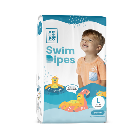 Hello Bello Swim Dipes, Size L (Diaper Size 6) Swim Diaper, Swimming Sloths, 17ct