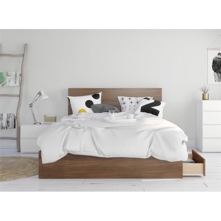 Hera 3 Piece Queen Size Bedroom Set Walnut & White