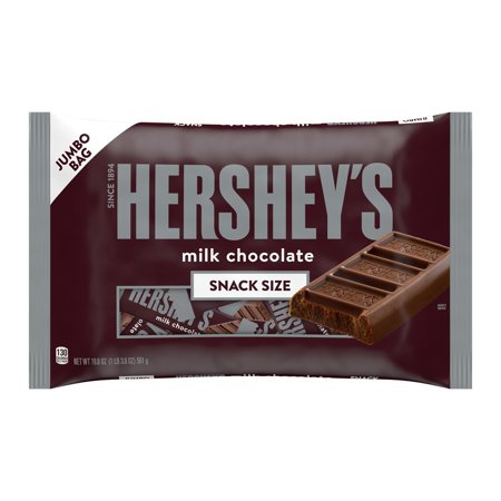HERSHEY'S Milk Chocolate Snack Size Candy Bars, 19.8 oz, Jumbo Bag