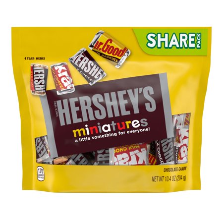 HERSHEY'S Miniatures Assorted Chocolate Candy Bars, Individually Wrapped, 10.4 oz, Share Bag