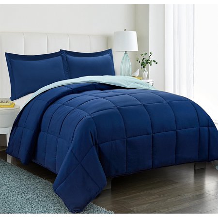 HIG Light Weight Down Alternative Comforter, Twin, Navy, Reversible