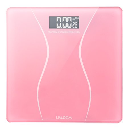 High Precision Digital Body Weight Bathroom Scale with Ultra Wide Platform and Easy-to-Read Backlit LCD, 396 Pounds, Pink