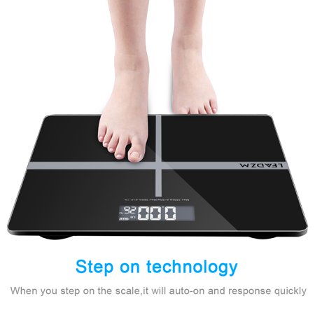 High Precision Digital Body Weight Bathroom Scale with Ultra Wide Platform and Easy-to-Read Backlit LCD, 400 Pounds, Black&Silver