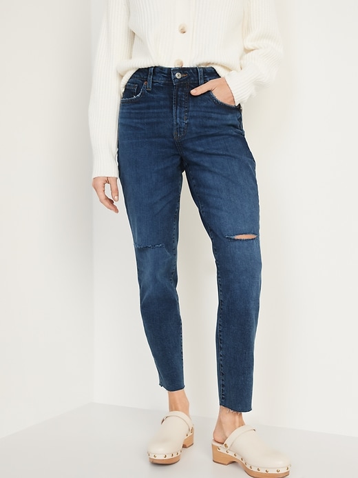 High-Waisted O.G. Straight Ripped Cut-Off Jeans for Women On Sale At Old Navy