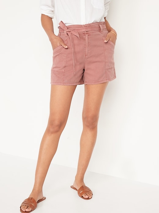 High-Waisted Twill Workwear Shorts for Women -- 4.5-inch inseam