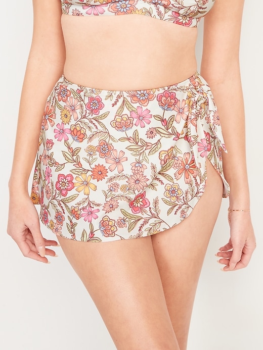 High-Waisted Wrap-Front Sarong Swim Skirt for Women