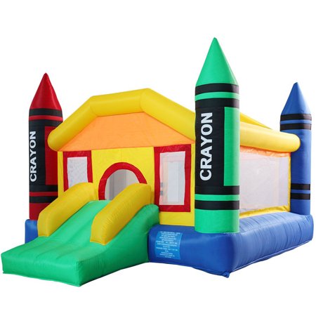 Hikiddo Inflatable Bounce House, Crayon Party Bouncy Jumper Castle with Slide
