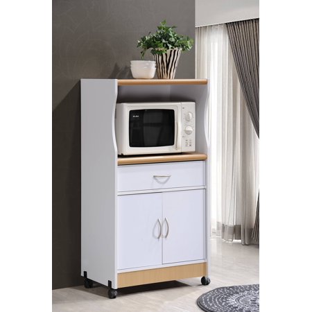 Hodedah Microwave Kitchen Cart, White