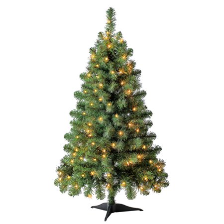 Holiday Time Prelit 105 Clear Incandescent Lights, Indiana Spruce Artificial Christmas Tree, 4'