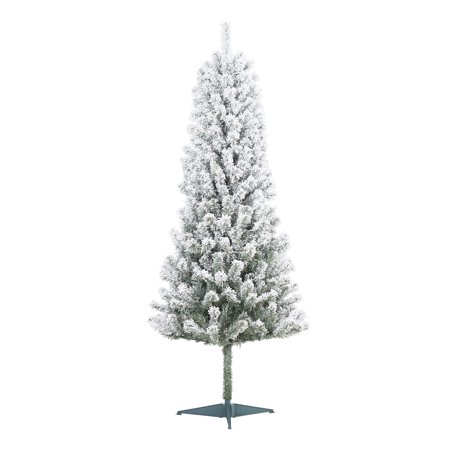 Holiday Time Un-Lit Snow-Flocked Pine Artificial Christmas Tree,6'