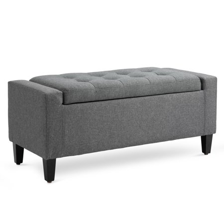 Homcom Linen Storage Ottoman Bench Storage Chest Tufted Ottoman Cube With Flipping Top