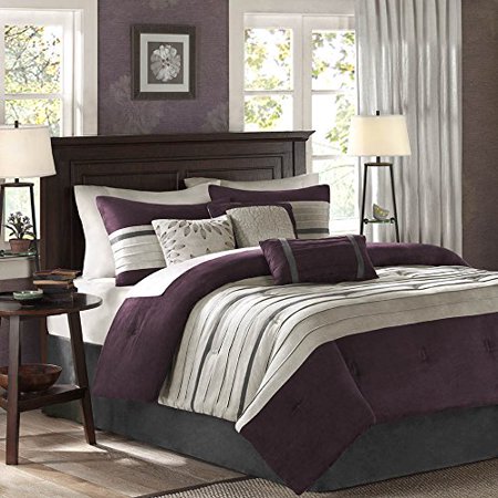 Home Essence Dakota 7-Piece Microsuede Comforter Set, Purple, King