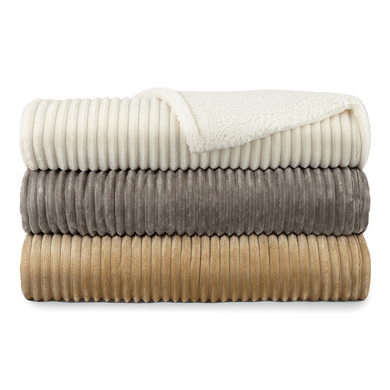Home Expressions Ribbed Plush Sherpa Throw Clearance 70% Savings
