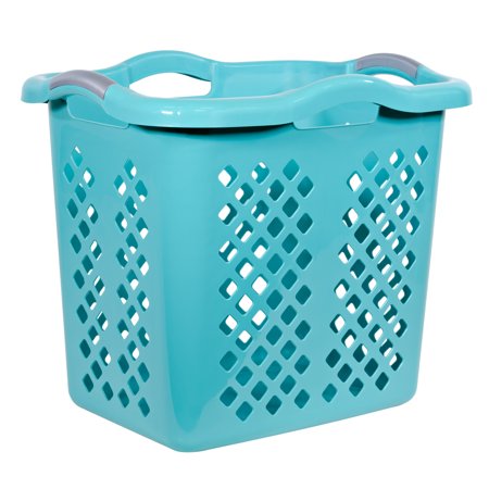 Home Logic 2 Bushel Lamper Laundry Basket with Silver Handles, Teal
