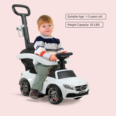 Hommoo Kids Ride On Push Car, 3 in 1 Convertible Baby Toddler Stroller, Battery Powered Kids Electric Vehicles Toy for Children Boys & Girls
