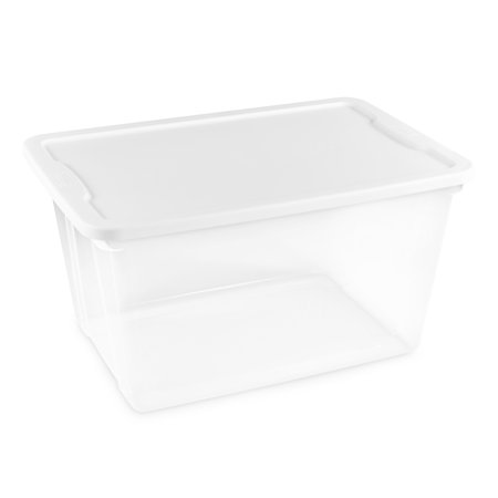 Homz 14 Gallon Plastic Storage Container, Clear and White, 8 Count
