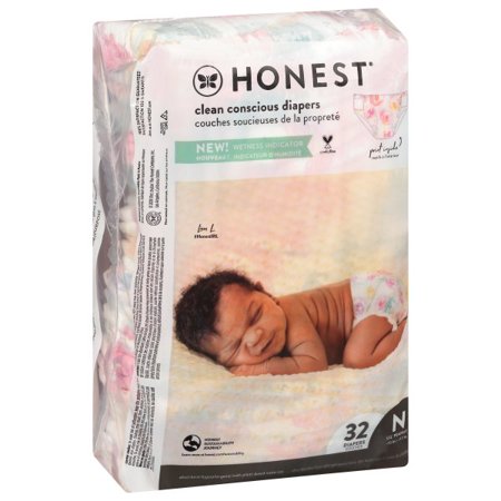 Honest 32-Pack Size 0 Diapers in Rose Blossom Pattern