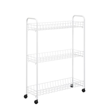 Honey Can Do 3-Tier Rolling Cart for Laundry Items, White
