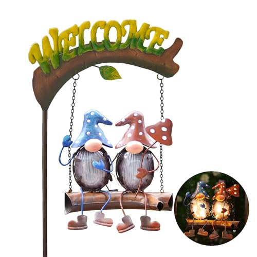 Porch Swing - On Sale Today! Hongland Solar Lights Outdoor Decor, Gnomes Swing Garden Decor, Funny Gifts For Women Mom, Gnomes Outdoor Decorations With Welcome Sign For Front Porch Patio