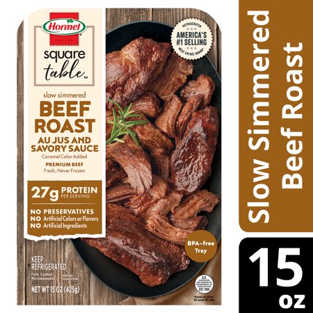 HORMEL SQUARE TABLE Slow Simmered Beef Roast Au Jus & Savory Sauce Refrigerated Entrée, 15 oz