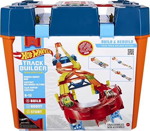 Hot Wheels Track Builder Unlimited Power Boost Box Compatible id Four Plus Builds 20 feet of Track Gift idea for Kids 6 7 8 9 10 and Older On Sale At Amazon.com