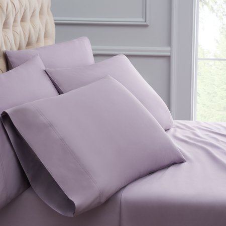Hotel Style 1100 Thread Count Lavender Mist Cotton Rich Solid 6-Piece Sheet Set, Full