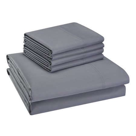 Hotel Style 800 Thread Count Cotton Rich Sateen Bed Sheet Set, Queen, Gray, Set of 6