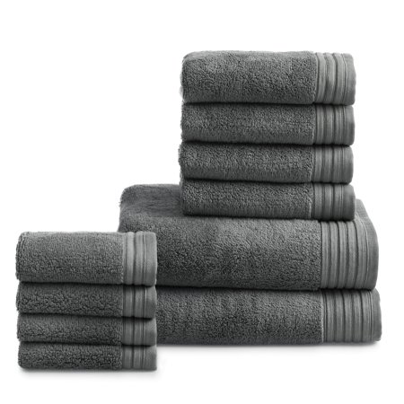 Hotel Style Egyptian Cotton Towel 10-Piece Set, Gray